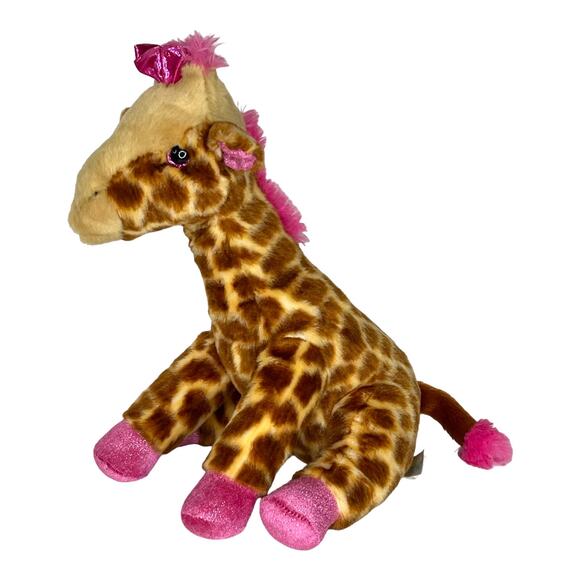 Aurora Destination Nation GIRAFFE PLUSH 15" Stuffed Animal Toy Pink Fur Bow NWOT - Picture 1 of 10
